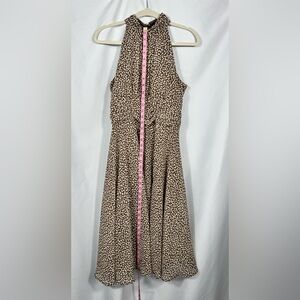 Connected Apparel Brown and White Midi Dress